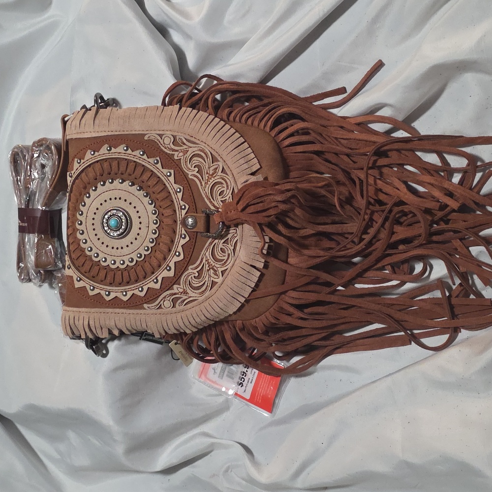 Montana West Concho Fringe Crossbody - Brown (New)